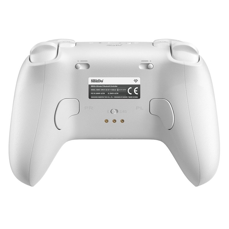 8Bitdo Ultimate 2 Bluetooth Controller with TMR Joysticks, Switchable Hall Effect/Tactile Triggers, Vibration, Motion Control, RGB Fire Ring and Back Buttons for Switch/Switch 2 & Windows PC - White - Image 4